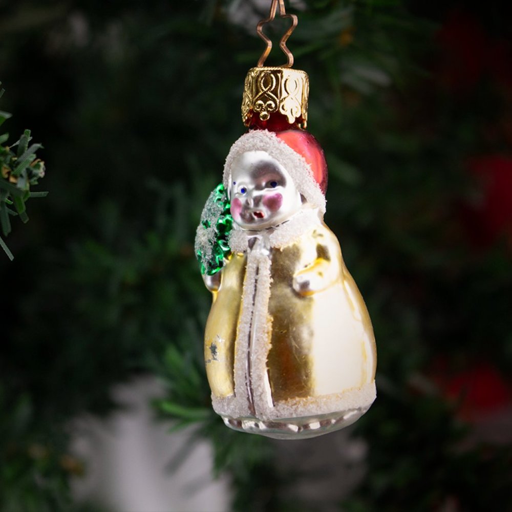 Vintage Child in Yellow Coat Old World Christmas Ornament